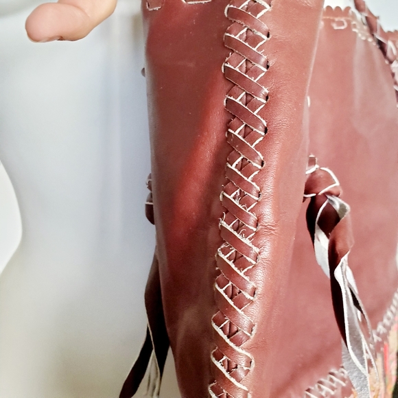 Colorful Leather Tote Bag embroidery Thailand - Picture 15 of 16